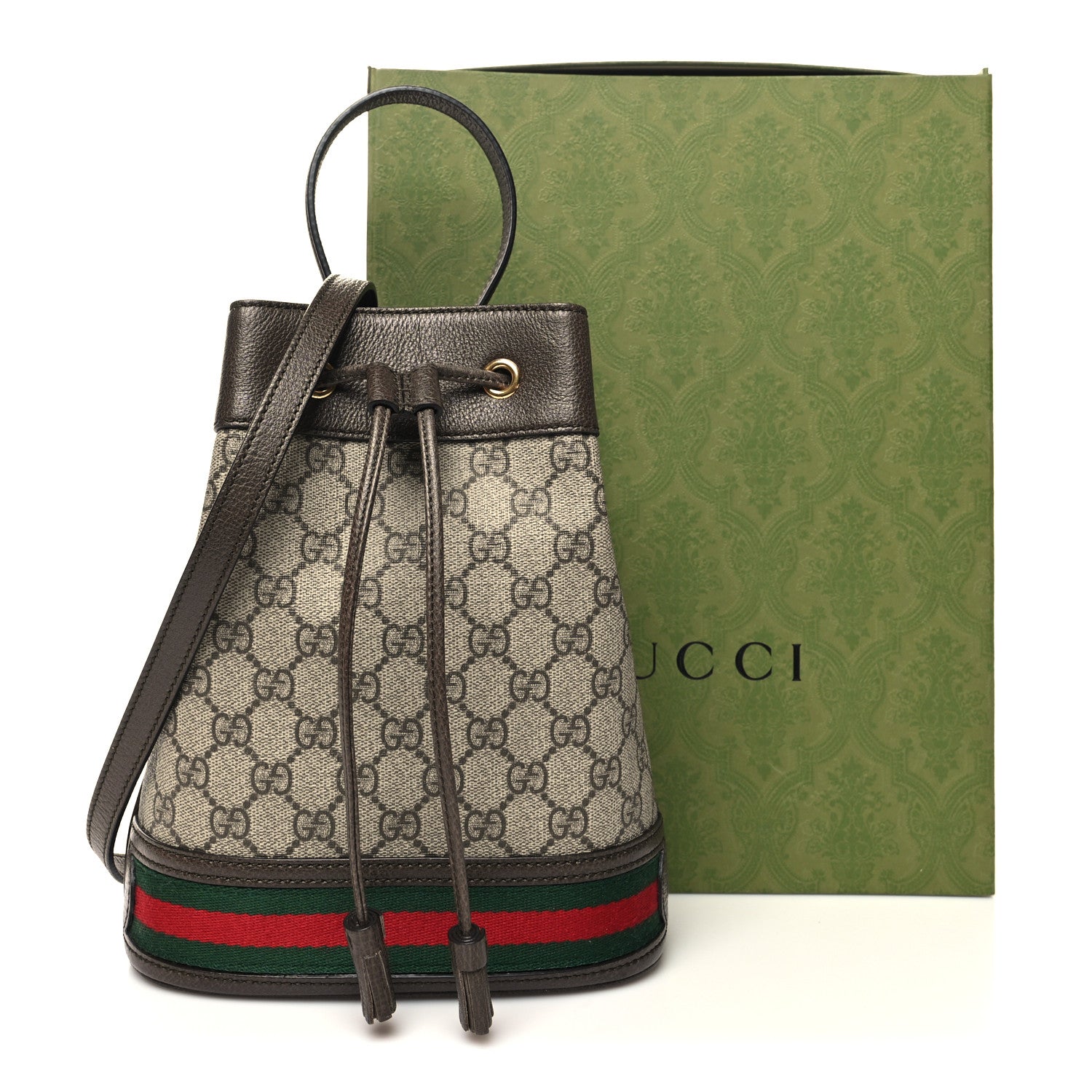 Gucci GG Supreme Monogram Web Small Ophidia Bucket Bag Brown 11 of 11