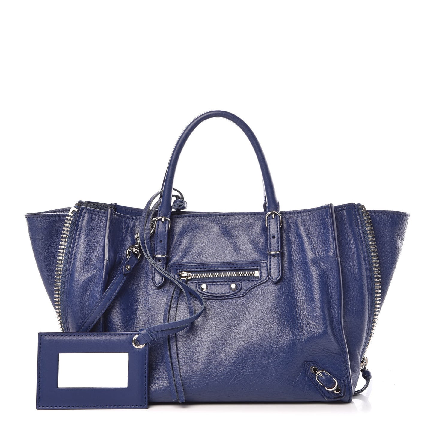 Calfskin Papier Mini A4 Zip Around Tote Bleu Mineral