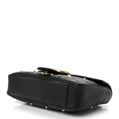 Gucci Calfskin Matelasse Studded Medium Pearly GG Marmont Shoulder Bag Black 10 of 12