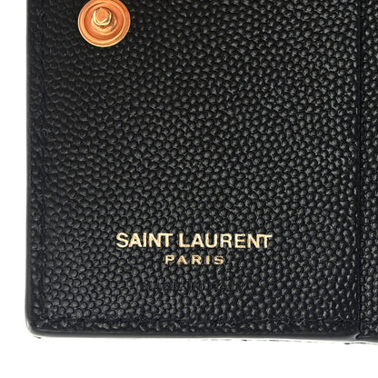 Saint Laurent Grain De Poudre Matelasse Chevron Monogram Zipped Card Case Black 7 of 11