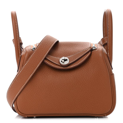 Hermes Taurillon Clemence Mini Lindy 20 Gold 1 of 8