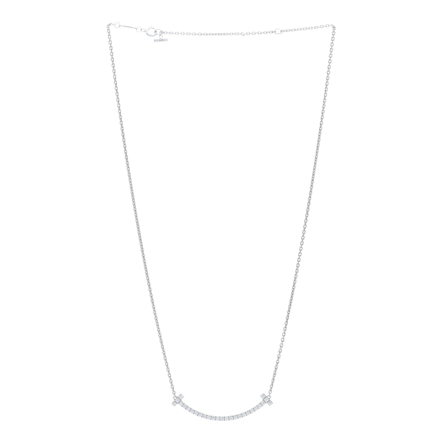 Tiffany 18K White Gold Diamond Medium Smile Pendant Necklace 2 of 5