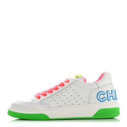 Chanel Calfskin Womens Logo Sneakers 38 White Multicolor 1 of 10