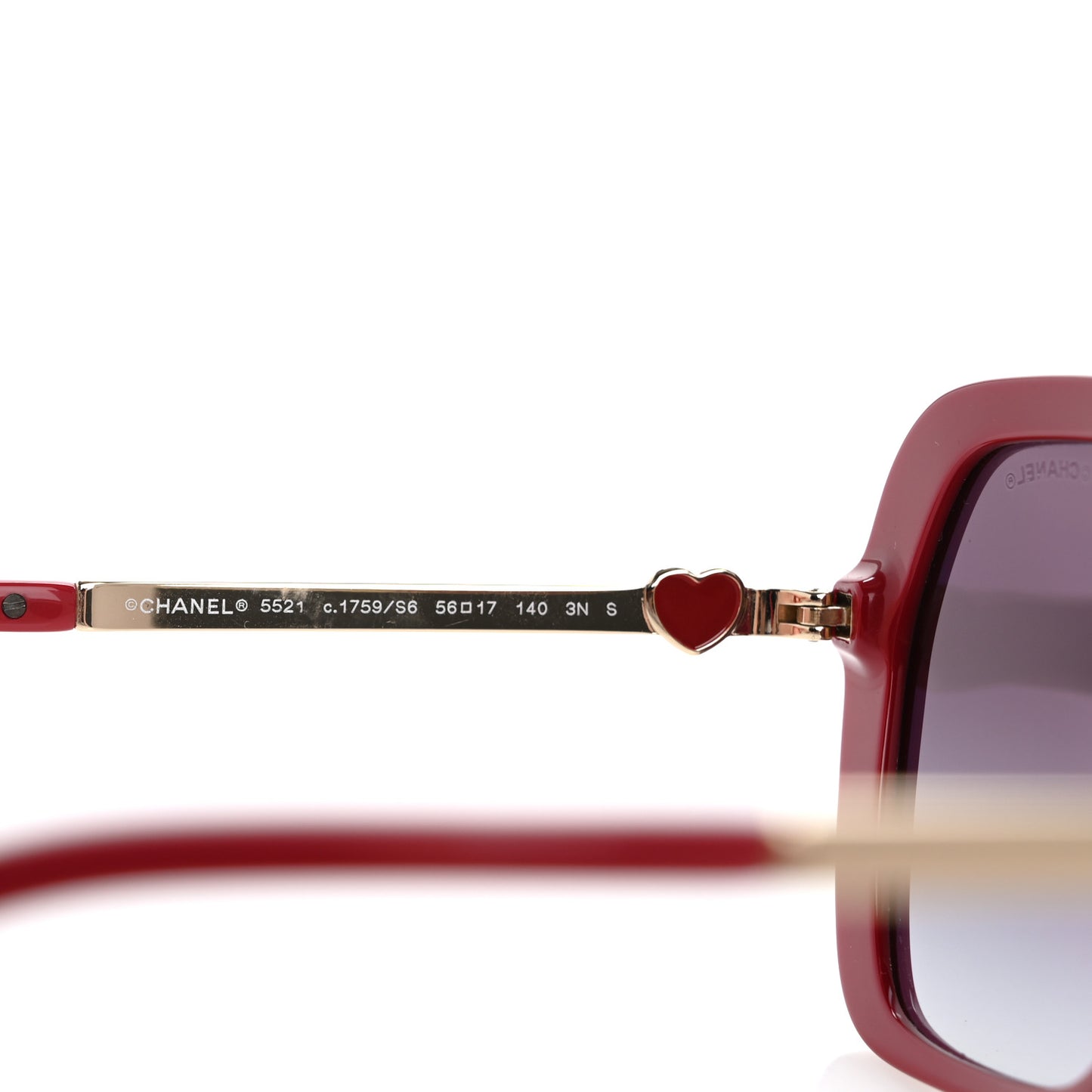 Acetate Polarized Square CC Heart Sunglasses 5521-A Red