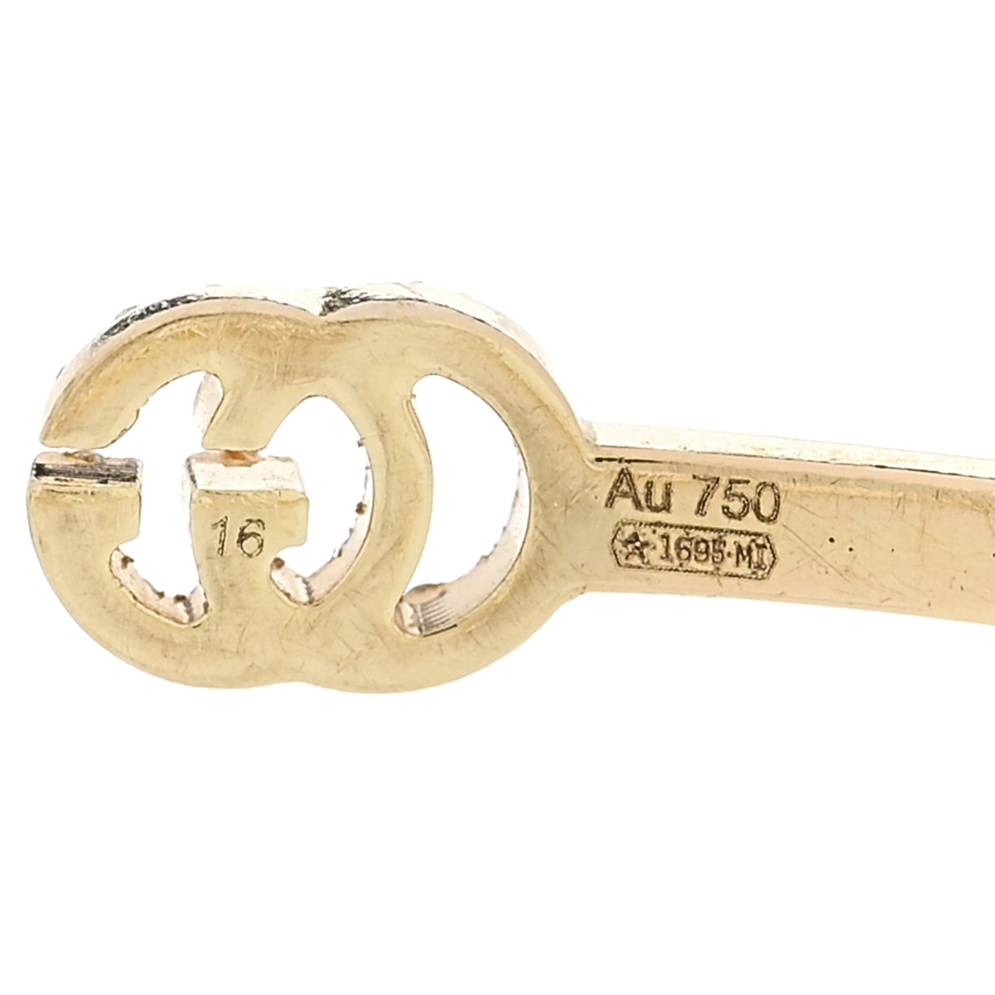 18K Yellow Gold Diamond GG Running Cuff Bracelet