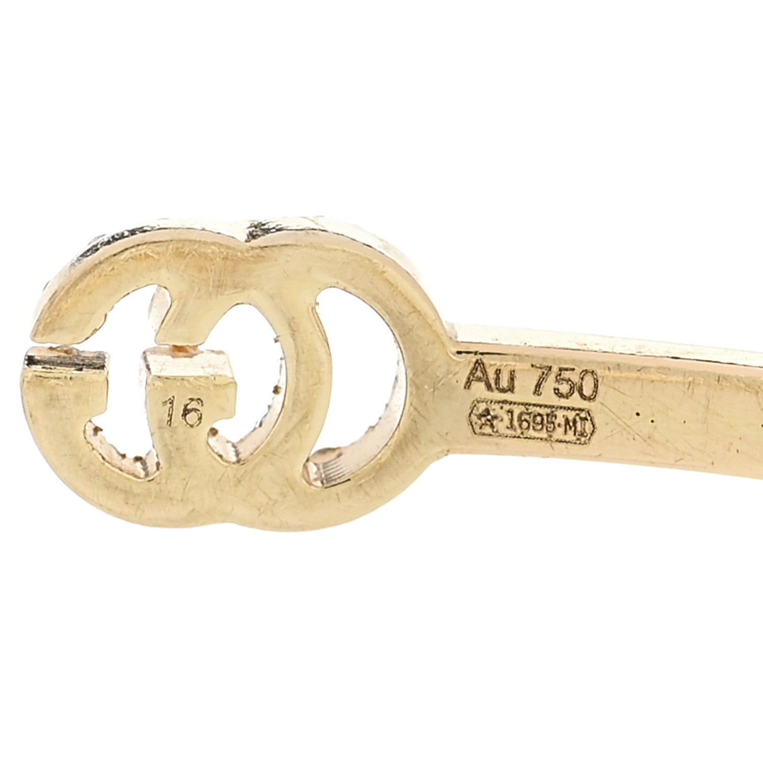Gucci 18K Yellow Gold Diamond GG Running Cuff Bracelet 4 of 4