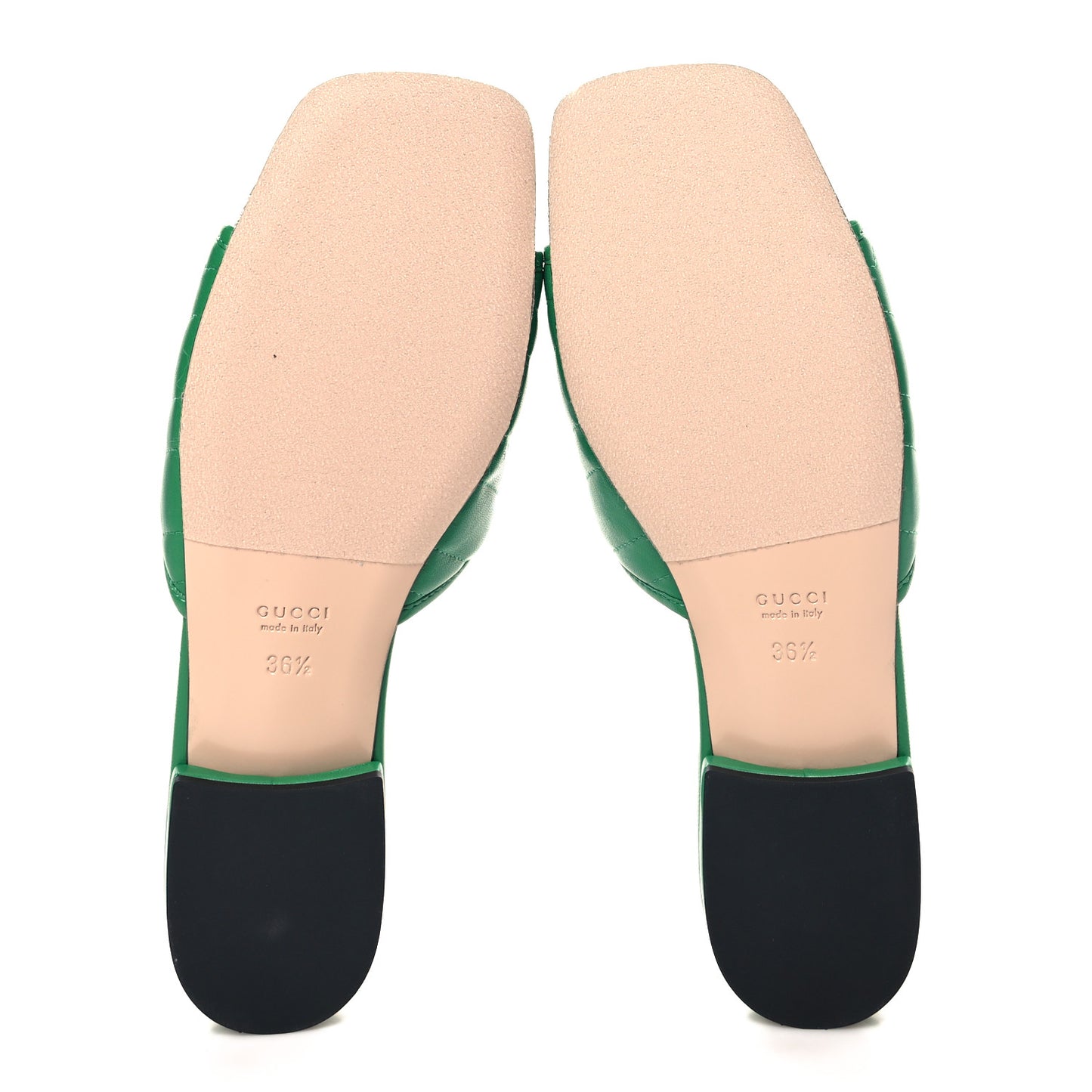 Nappa Matelasse GG Marmont Flat Slide Sandals 36.5 New Shamarock