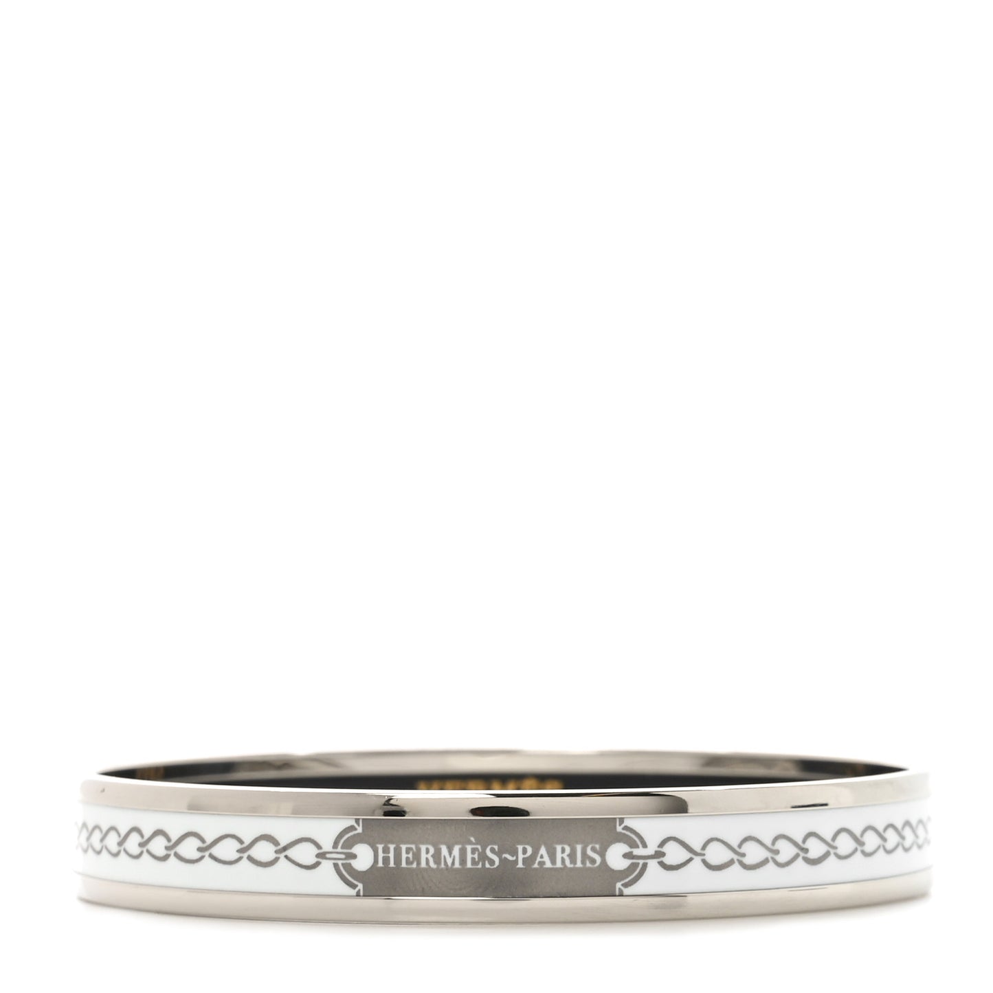 Enamel Printed Narrow L'Arrier Main Bracelet 65 Gris Platine White