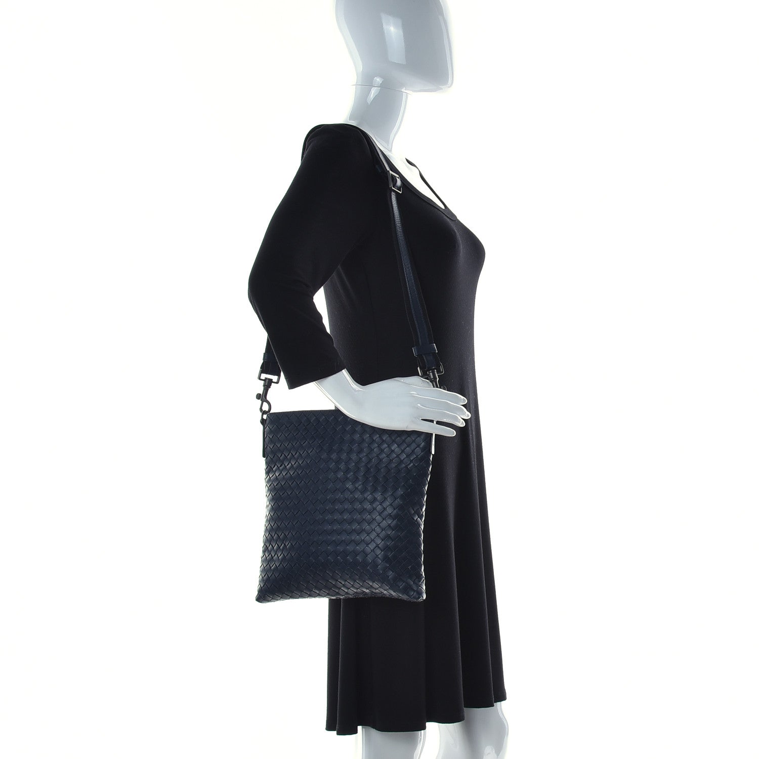 Bottega Veneta Nappa Intrecciato VN Crossbody Messenger Bag Navy 2 of 19