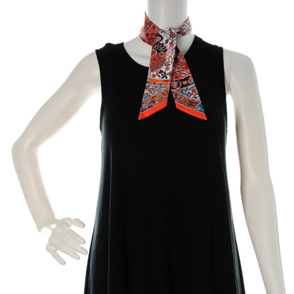 Hermes Silk Au Pays Des Oiseaux Fleurs Twilly Orange Brun Saumon 2 of 6