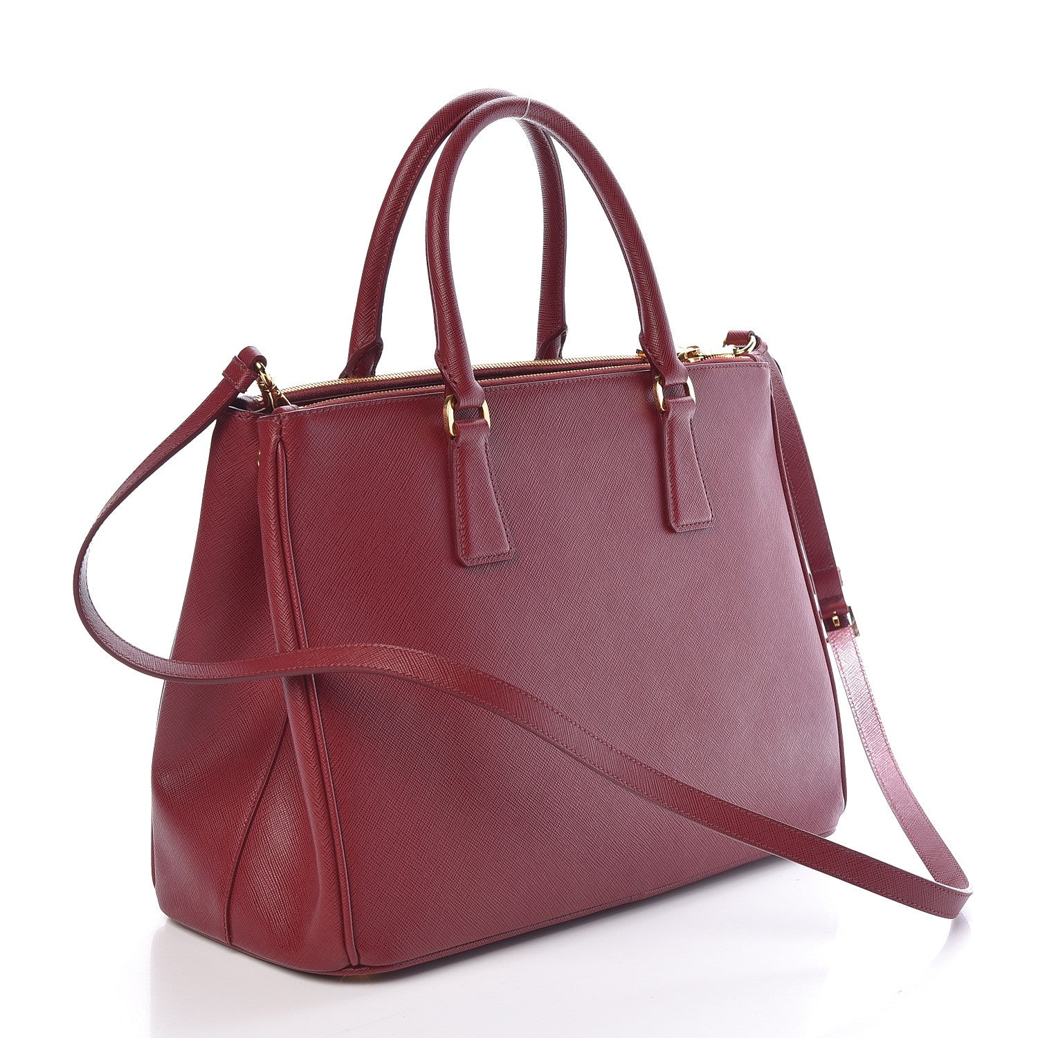 Prada Saffiano Lux Galleria Front Pocket Tote Cerise Papaya 3 of 9