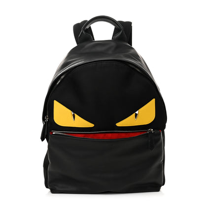 Fendi Nylon Vitello Liberty Vitello Dolce Monster Eyes Rounded Backpack Black Sunflower 1 of 13