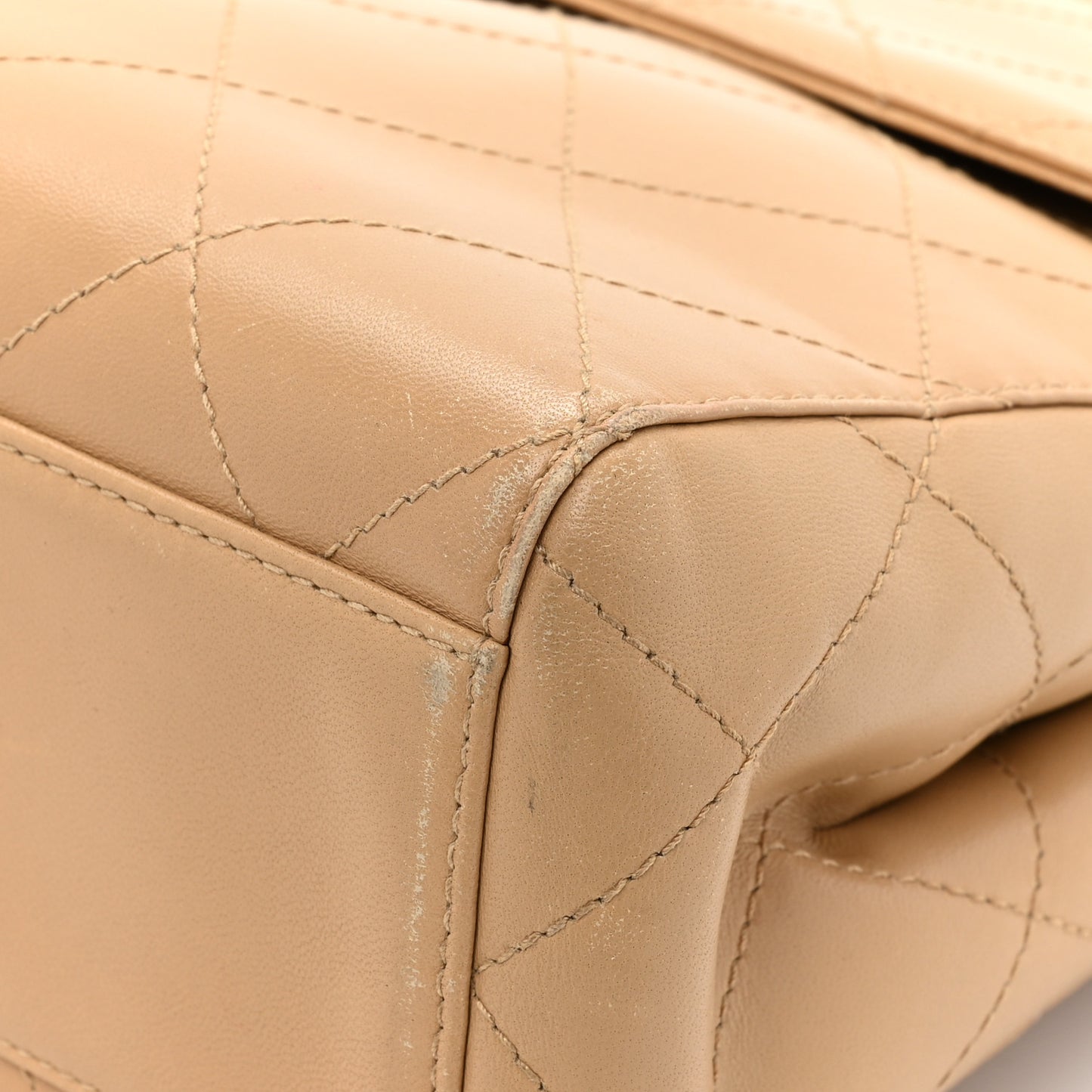Lambskin Quilted Jumbo Single Flap Beige