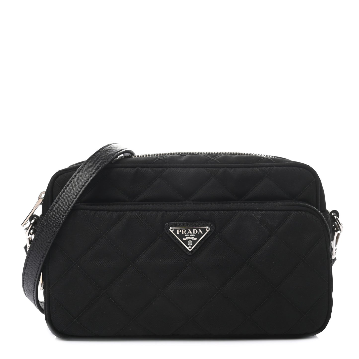 Nylon Tessuto Impuntu Quilted Crossbody Bag Black