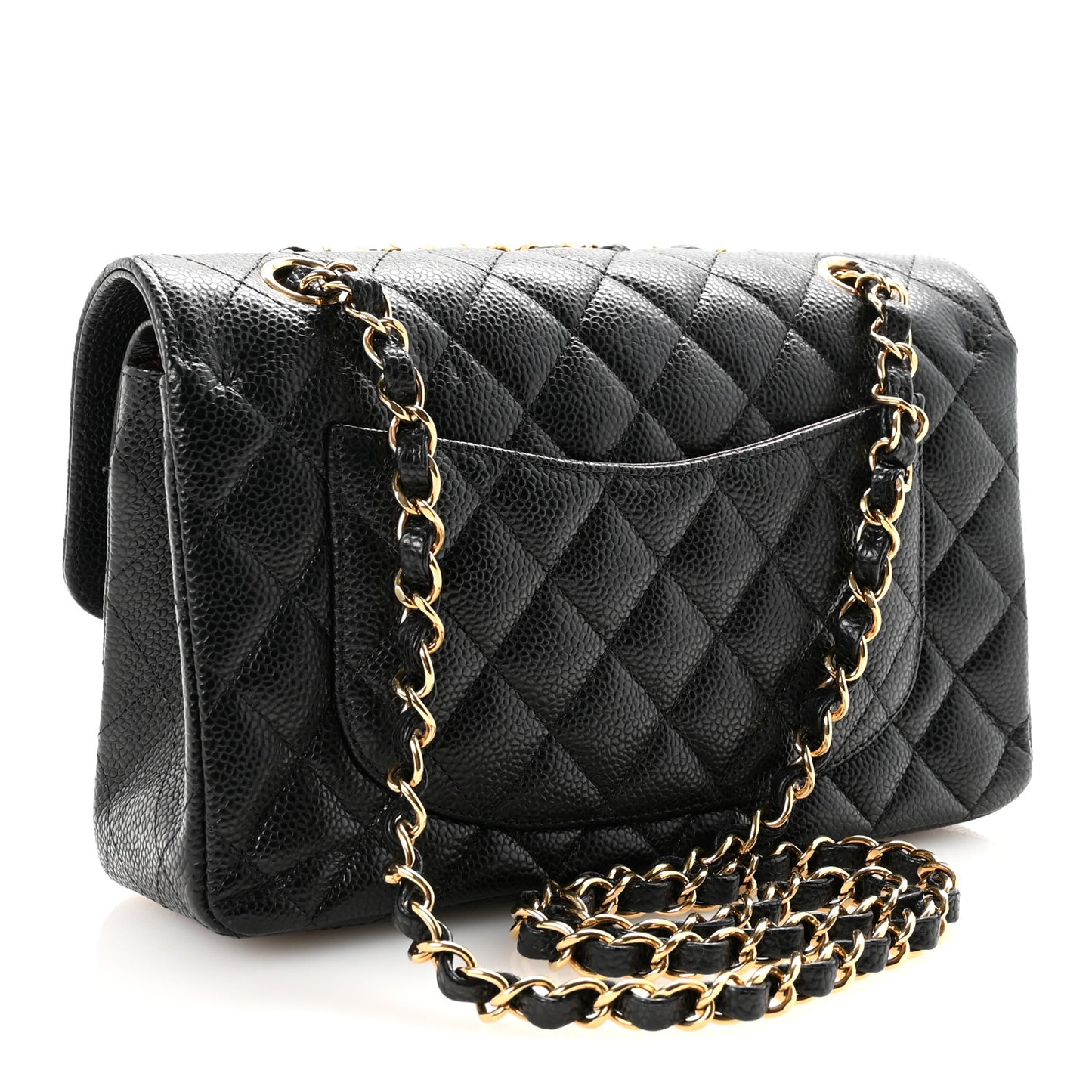 Caviar Quilted Small Double Flap Black