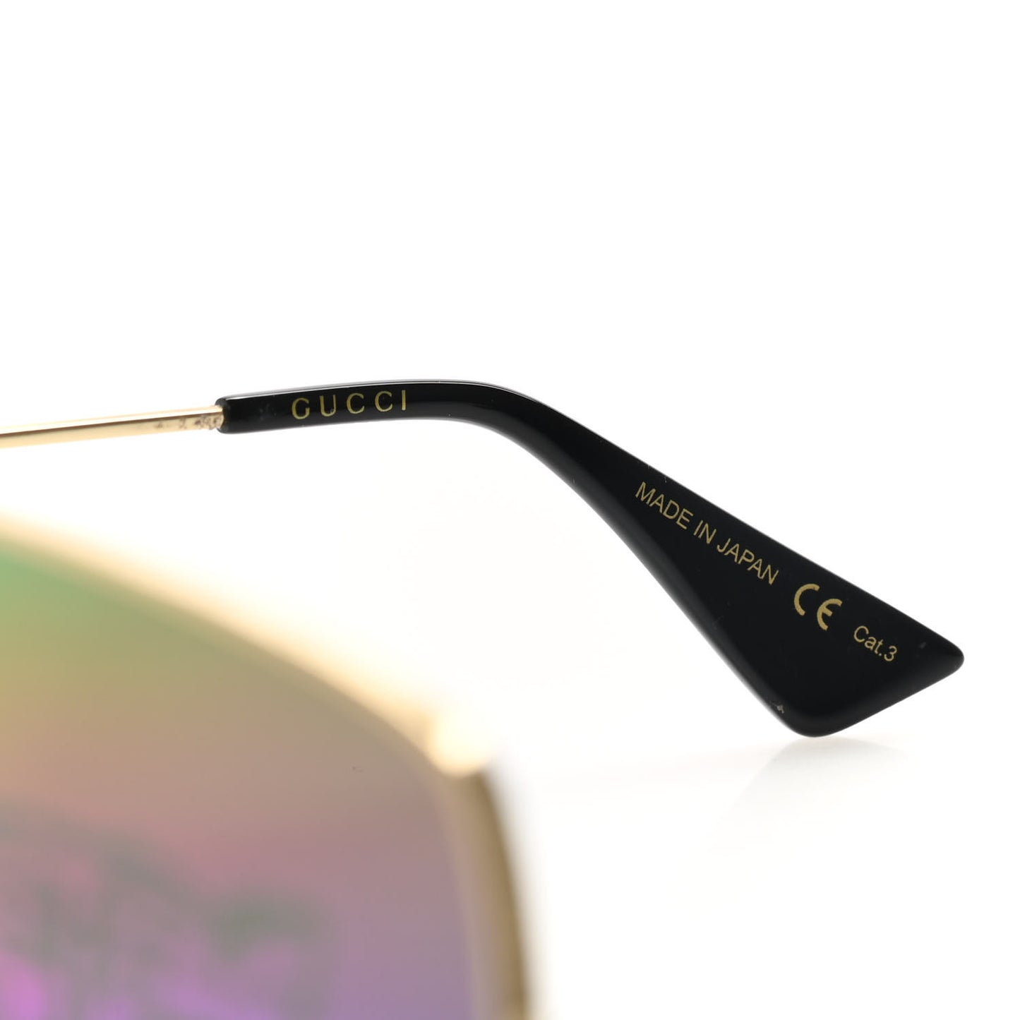 Metal Rectangular Frame Tiger Print Sunglasses GG0414S Gold