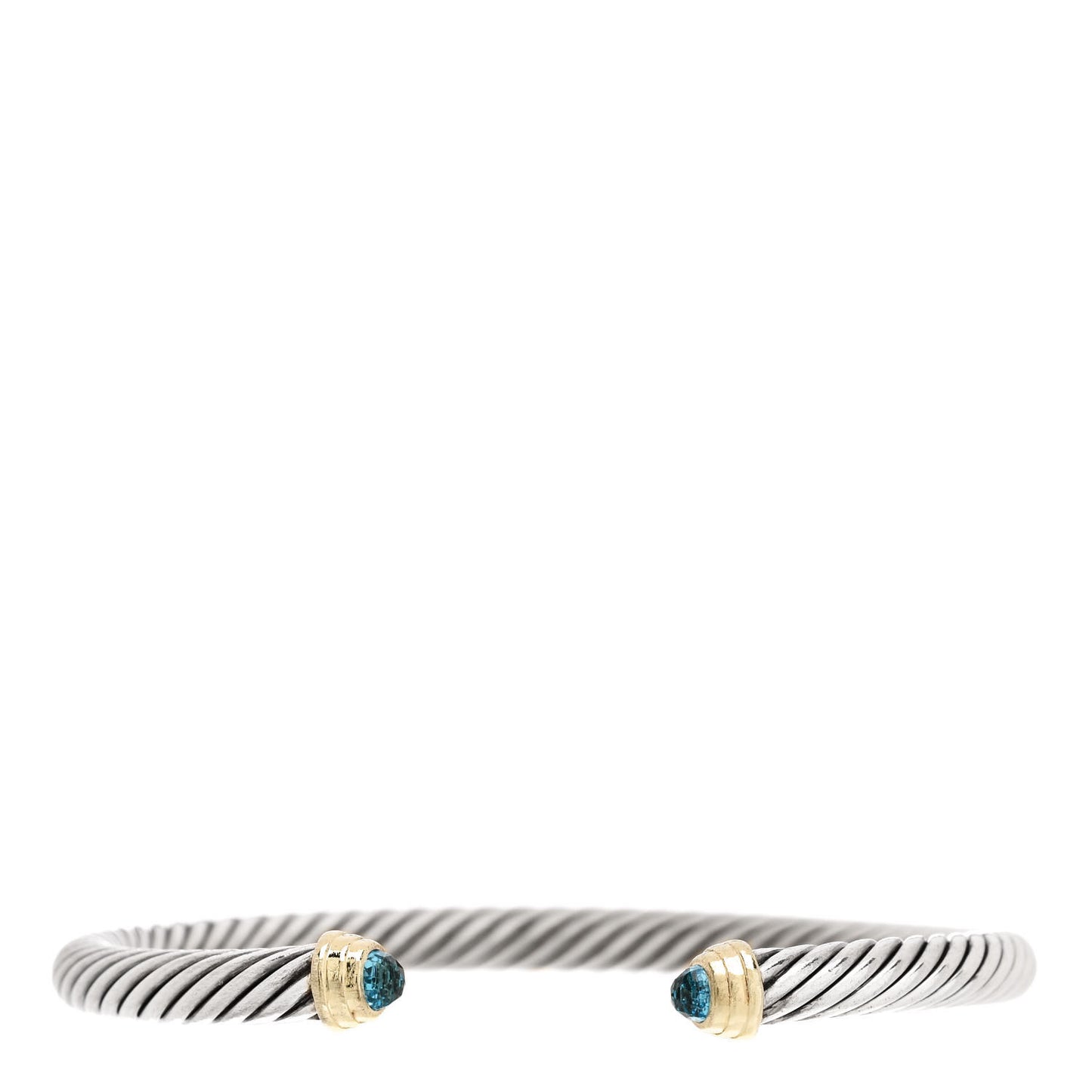 Sterling Silver 14K Yellow Gold Blue Topaz 4mm Cable Kids Birthstone Bracelet