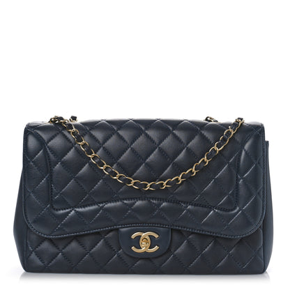 Chanel Lambskin Quilted Jumbo Mademoiselle Chic Flap Navy 2 of 9