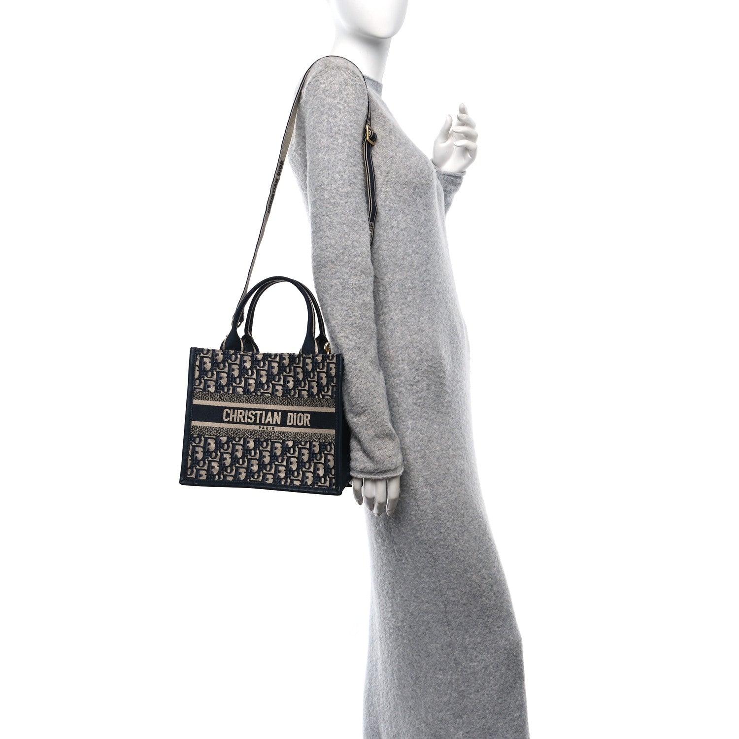 Christian Dior Oblique Calfskin Small Book Tote With Strap Blue Multicolor 2 of 10