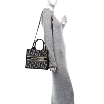 Christian Dior Oblique Calfskin Small Book Tote With Strap Blue Multicolor 2 of 10