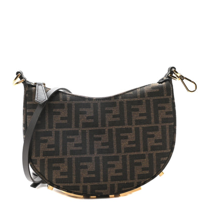 Fendi Fabric Jacquard Vitello Grace FF 1974 Mini Fendigraphy Hobo Bag Tobacco Moro Ebano 1 of 10