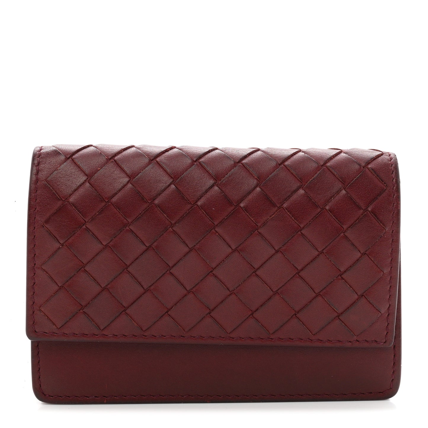 Nappa Intrecciato Card Holder Bordeaux