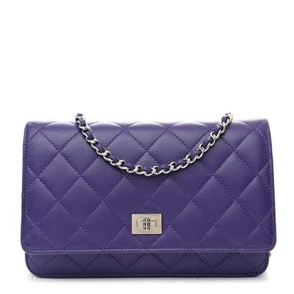 Chanel Lambskin Quilted Reissue Wallet On Chain WOC Purple 1 of 13