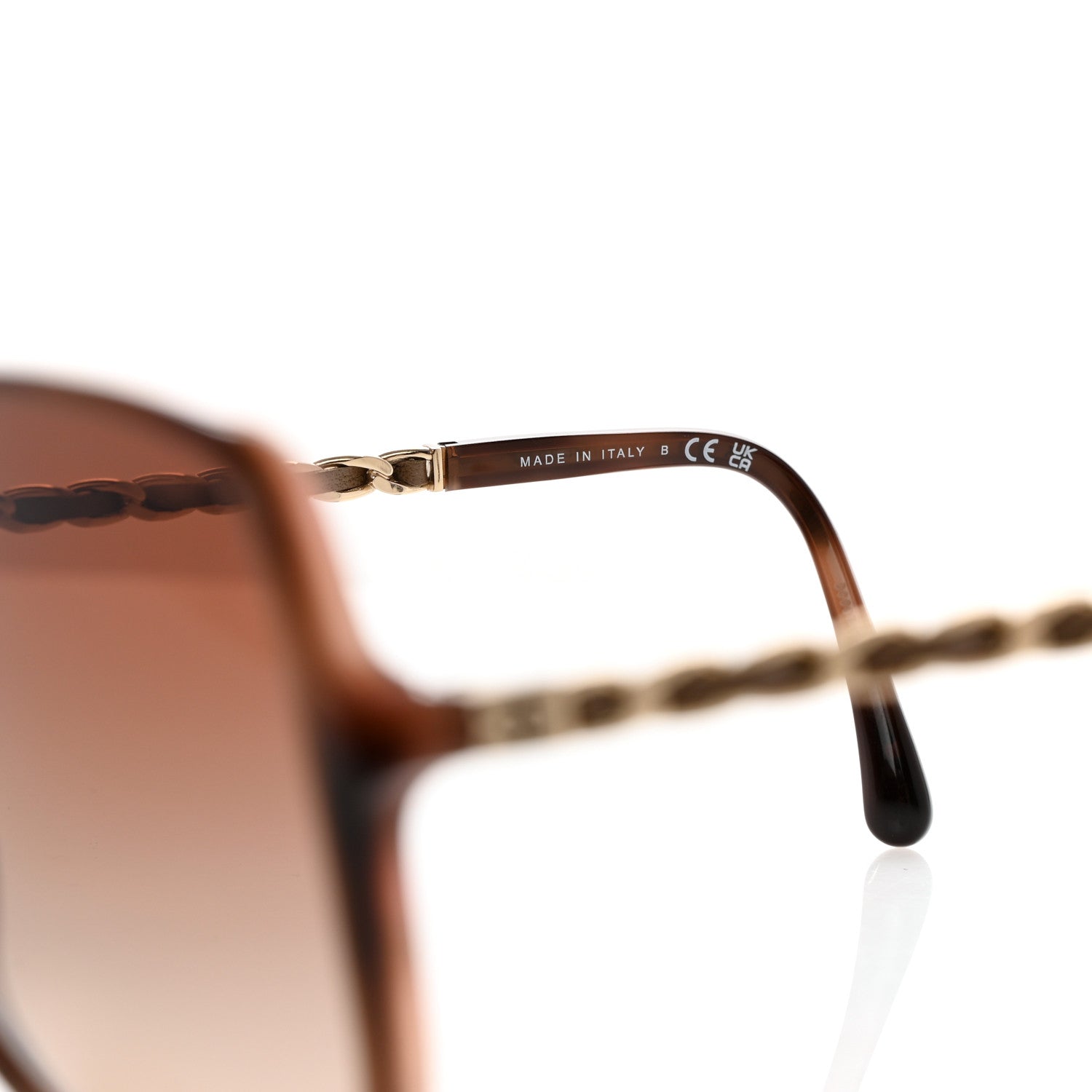 Chanel Acetate Metal Lambskin Chain Square Sunglasses 5210-Q Brown 6 of 10
