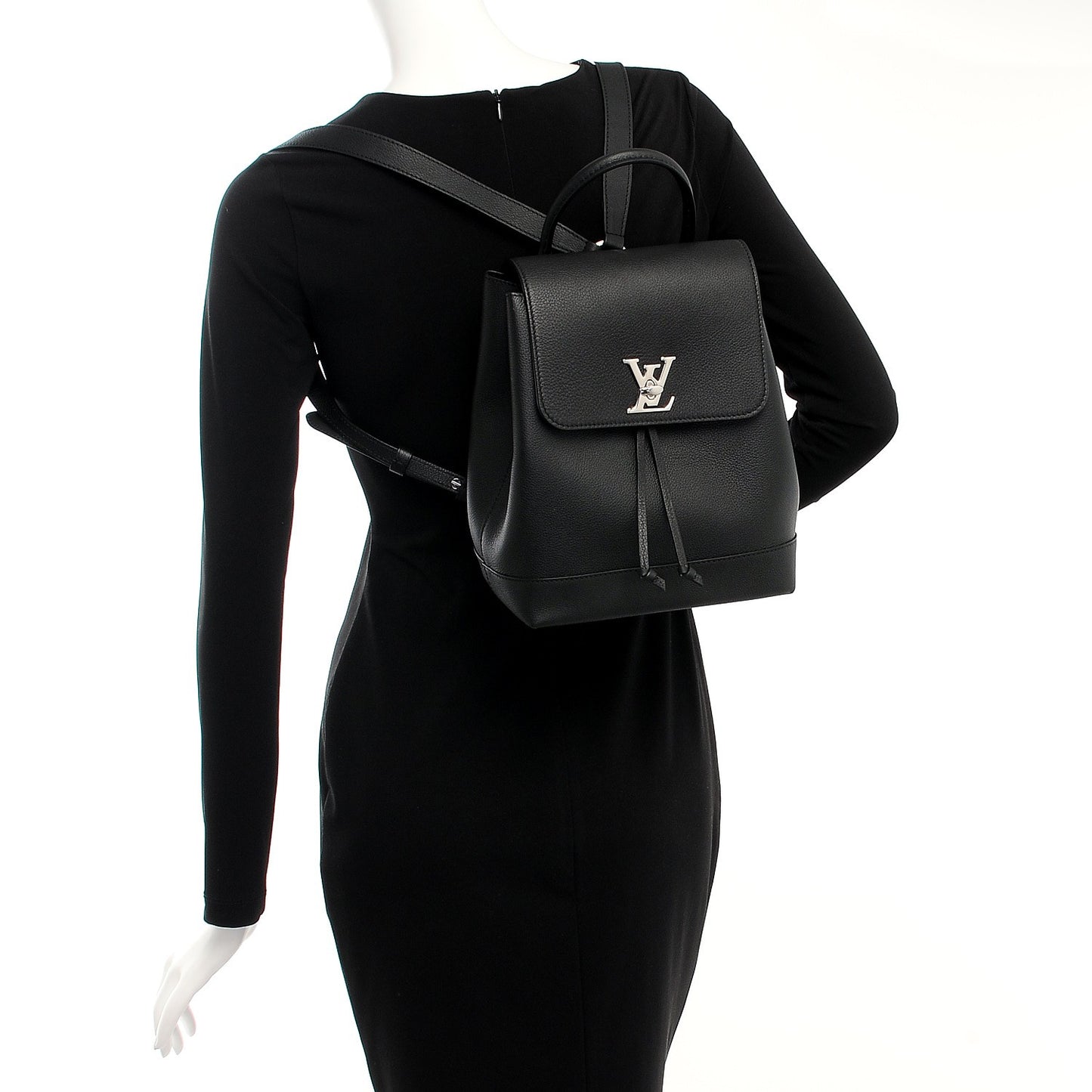 Calfskin Lockme Backpack Black