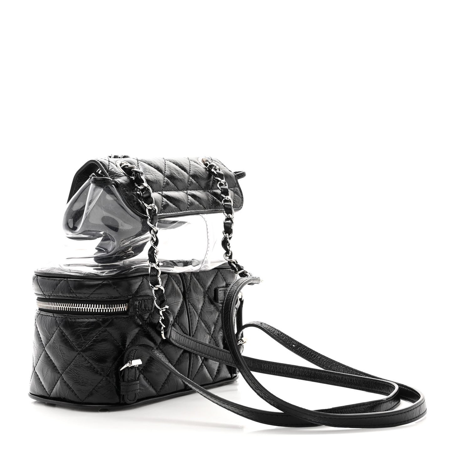 Crumpled Calfskin PVC Quilted Backpack Black