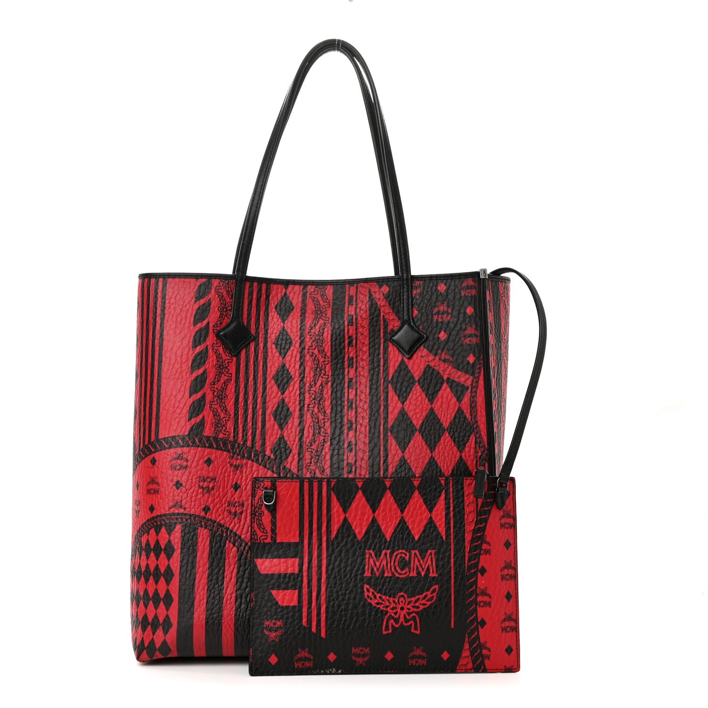 Visetos Baroque Print Kira North South Shopper Tote Red