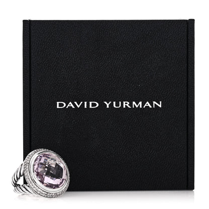 David Yurman Sterling Silver Diamond Amethyst 18mm Cerise Ring 54 7 7 of 7
