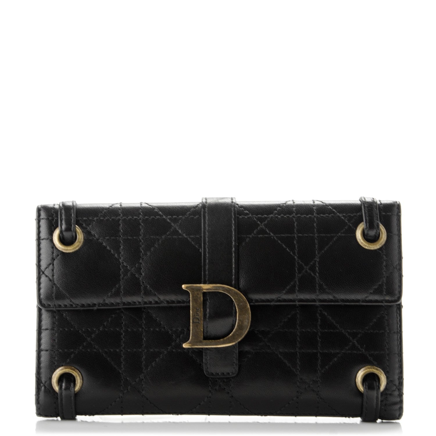 Christian Dior Lambskin Cannage Wallet Black 1 of 8