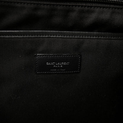 Saint Laurent Canvas Signature Embroidered City Backpack Black 6 of 10