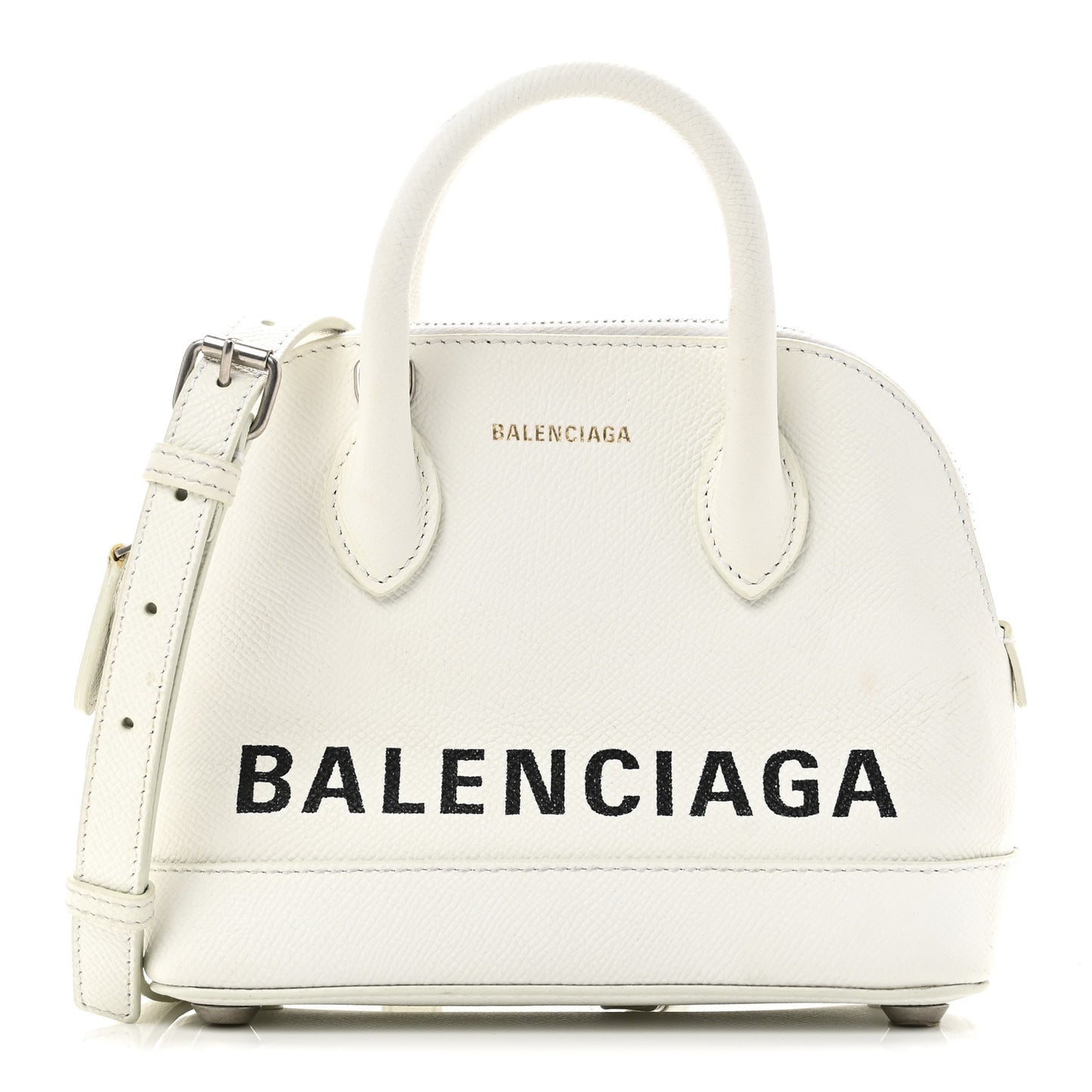 Grained Calfskin XXS Ville Top Handle Bag White Black