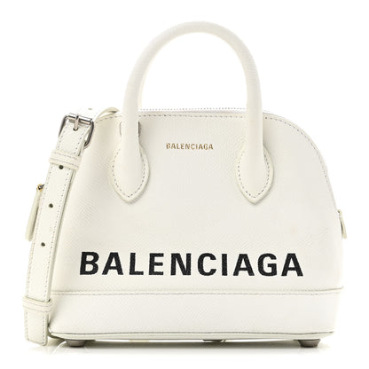 Balenciaga Grained Calfskin XXS Ville Top Handle Bag White Black 1 of 10