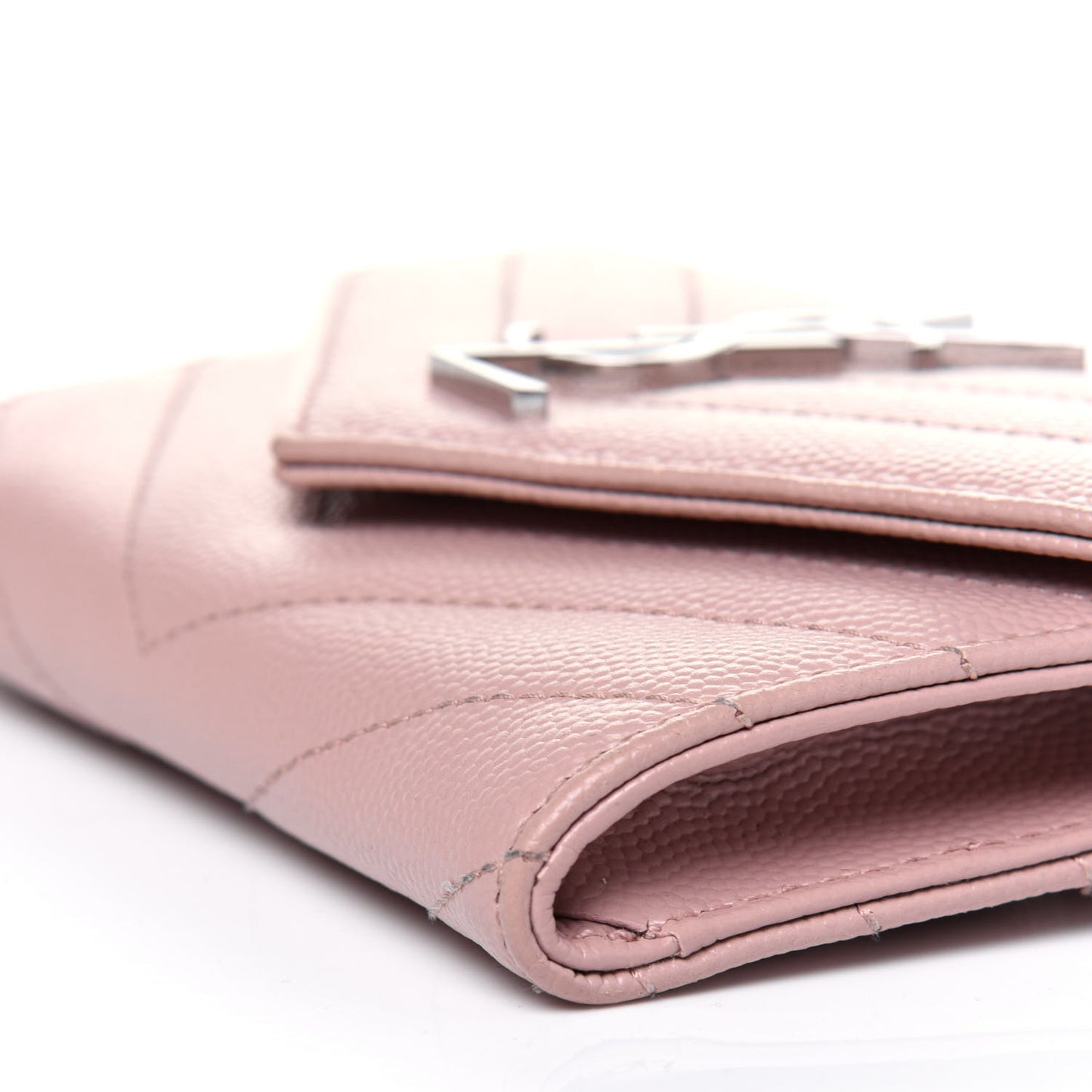 Grain De Poudre Matelasse Chevron Small Monogram Envelope Wallet Pale Pink