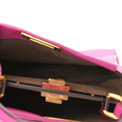 Fendi Vitello Seta Medium Peekaboo Iconic Satchel Magenta 5 of 9