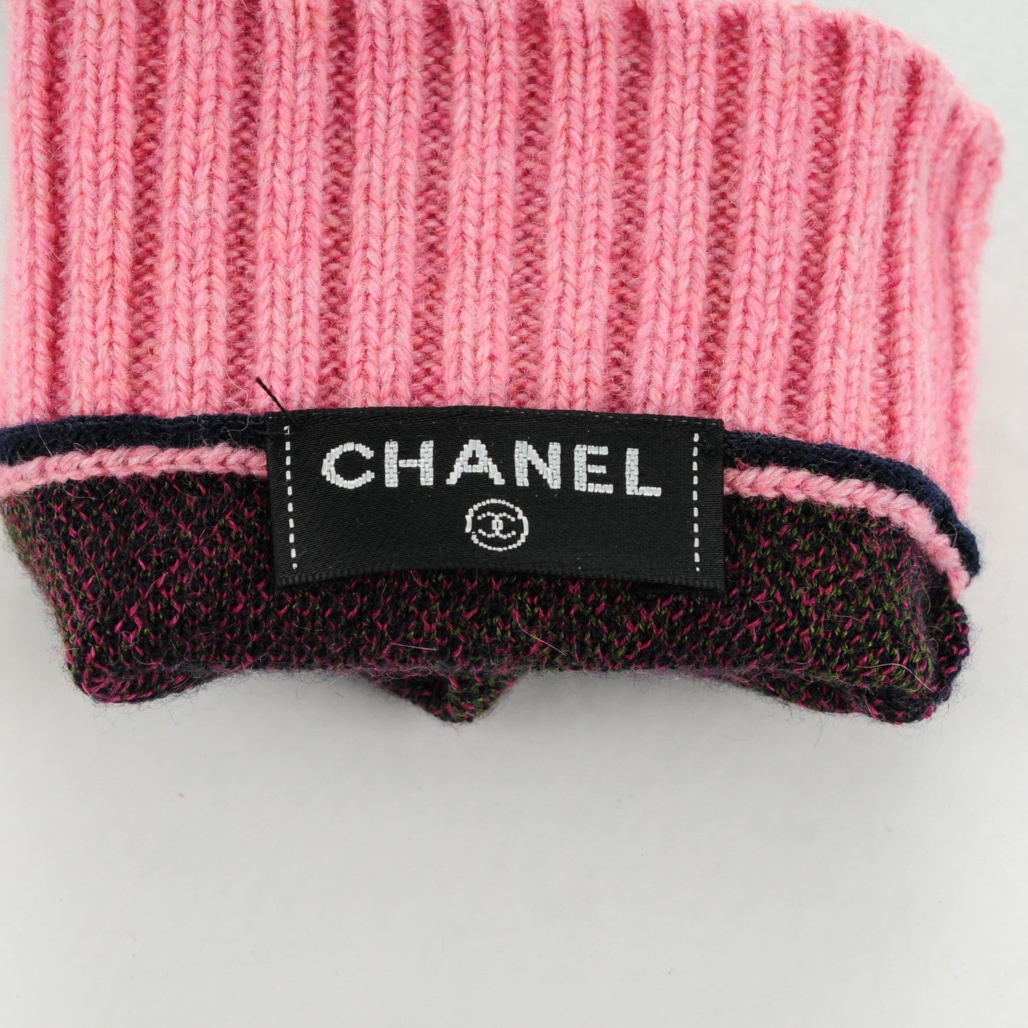 Chanel Cashmere Alpaca Long Fingerless CC Gloves S Navy 8 of 8
