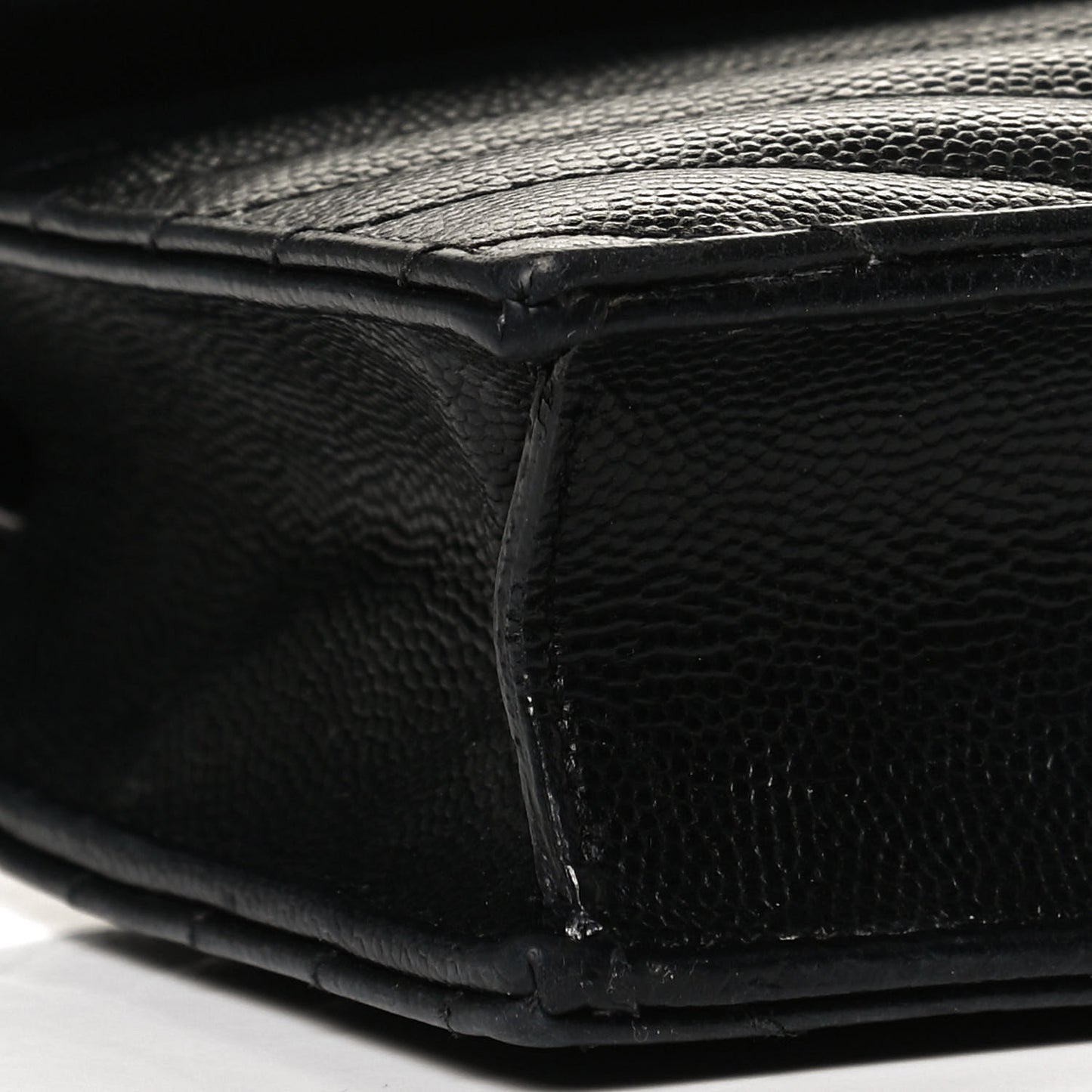 Grain De Poudre Matelasse Chevron Monogram Envelope Chain Wallet Black