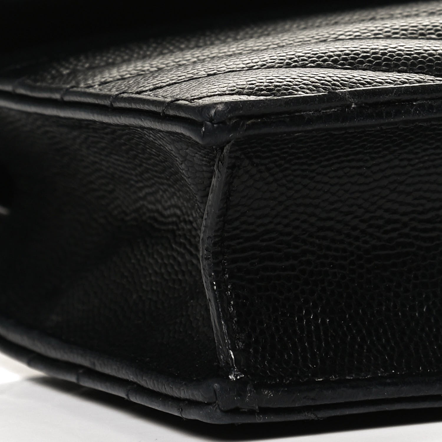 Saint Laurent Grain De Poudre Matelasse Chevron Monogram Envelope Chain Wallet Black 6 of 12