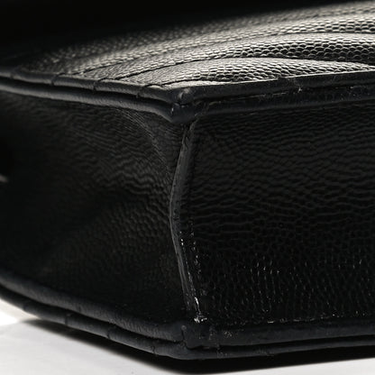 Saint Laurent Grain De Poudre Matelasse Chevron Monogram Envelope Chain Wallet Black 6 of 12