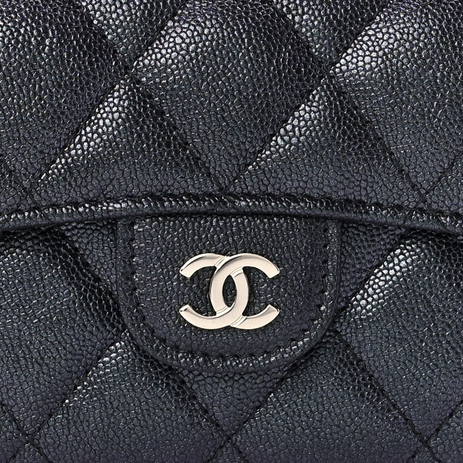 Chanel Iridescent Caviar Quilted Flap Card Holder Wallet Black 7 of 10