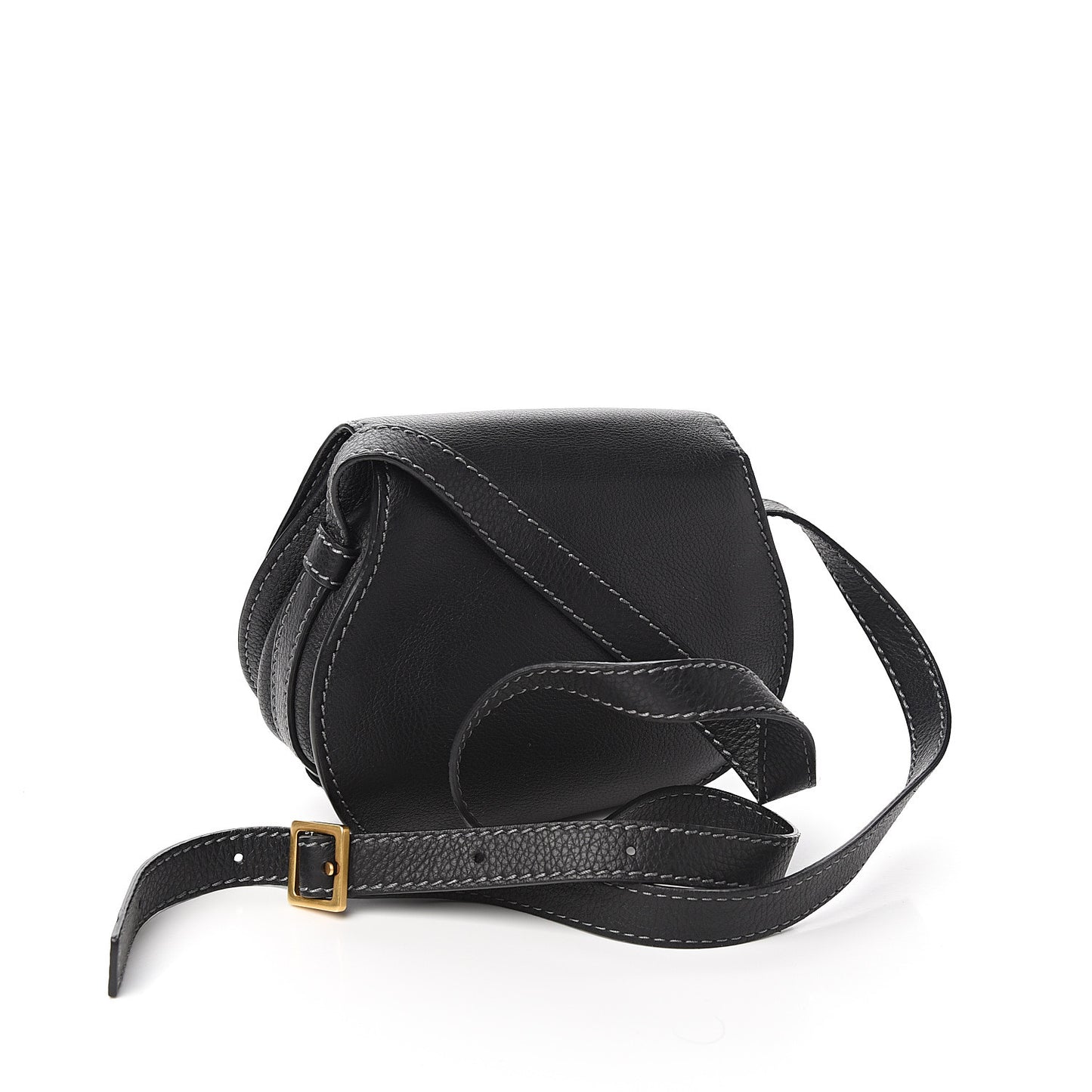 Calfskin Mini Marcie Round Crossbody Bag Black