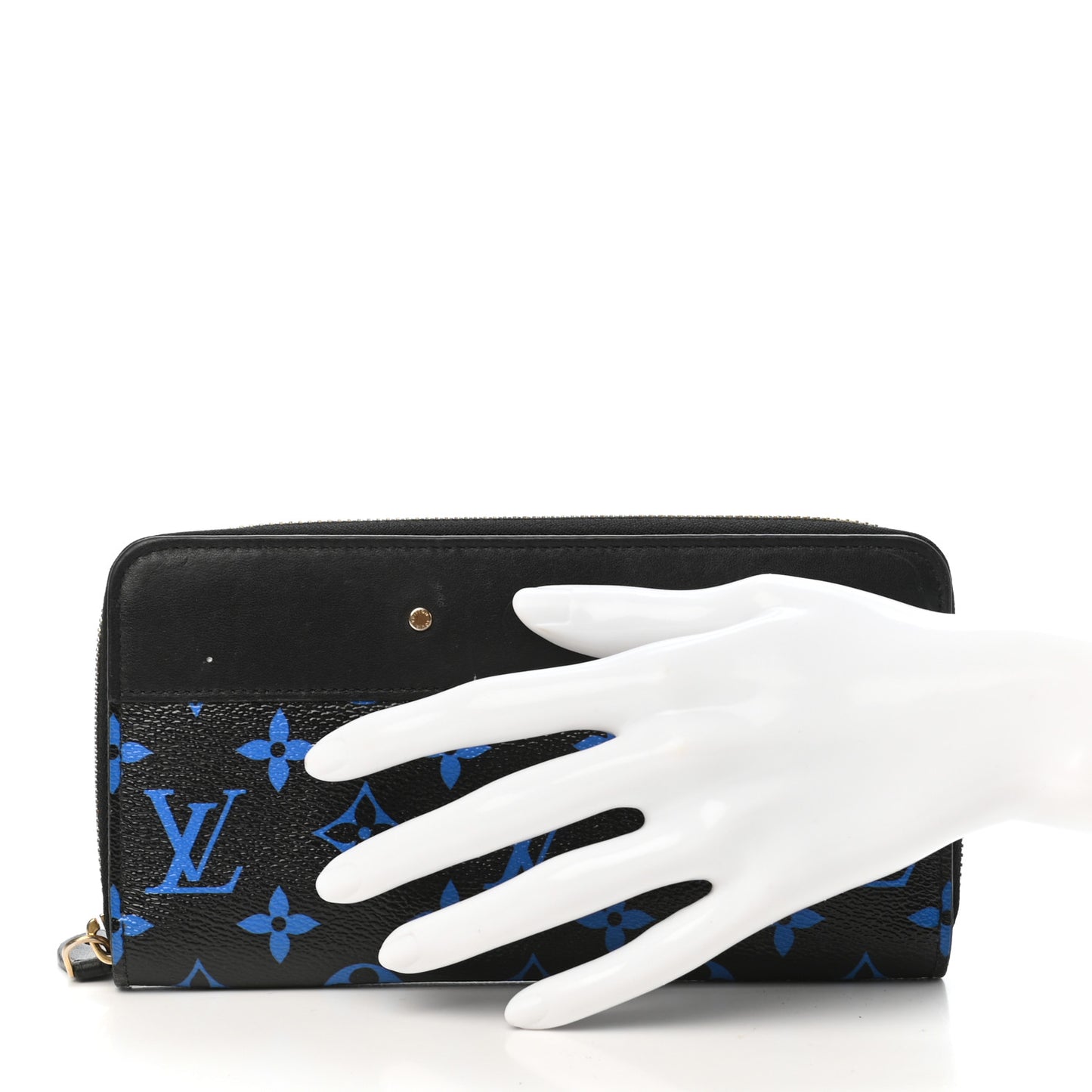 Calfskin Colored Monogram Zippy Wallet Blue Black