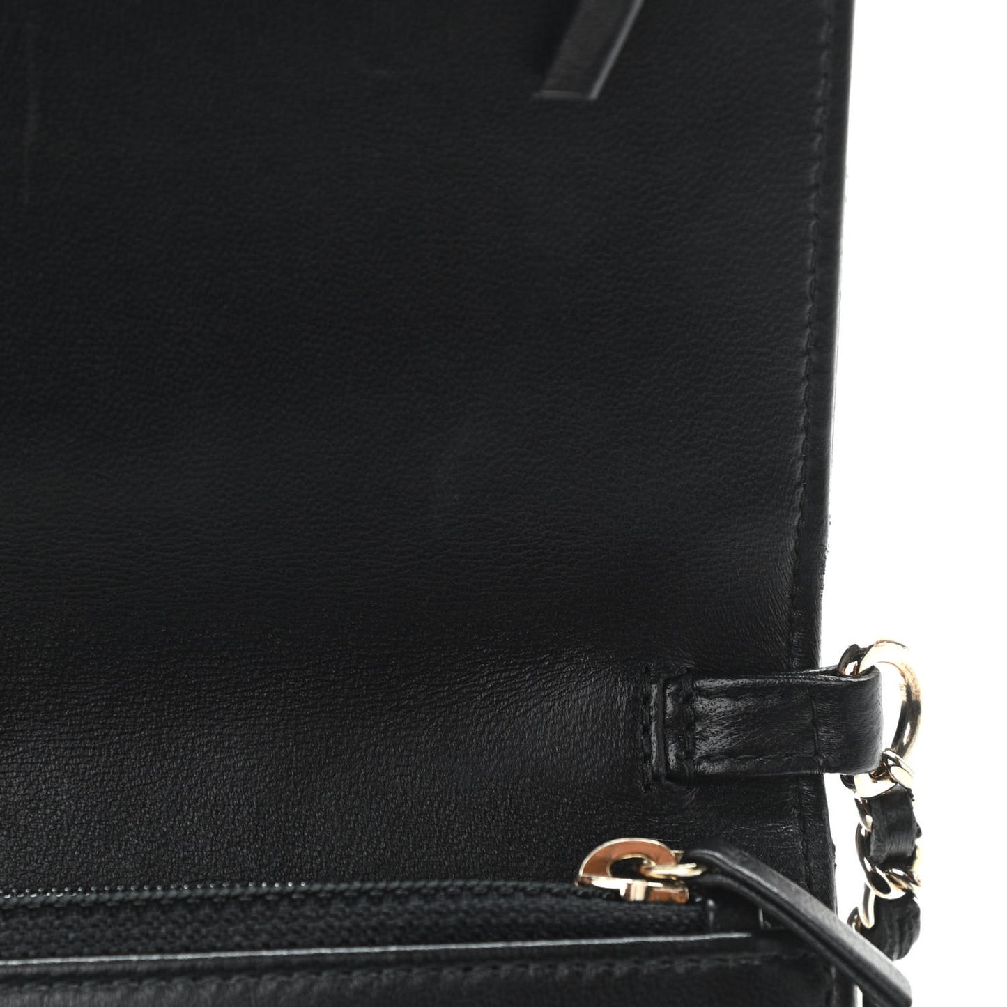 Iridescent Lambskin Quilted Pearl Wallet On Chain WOC Black