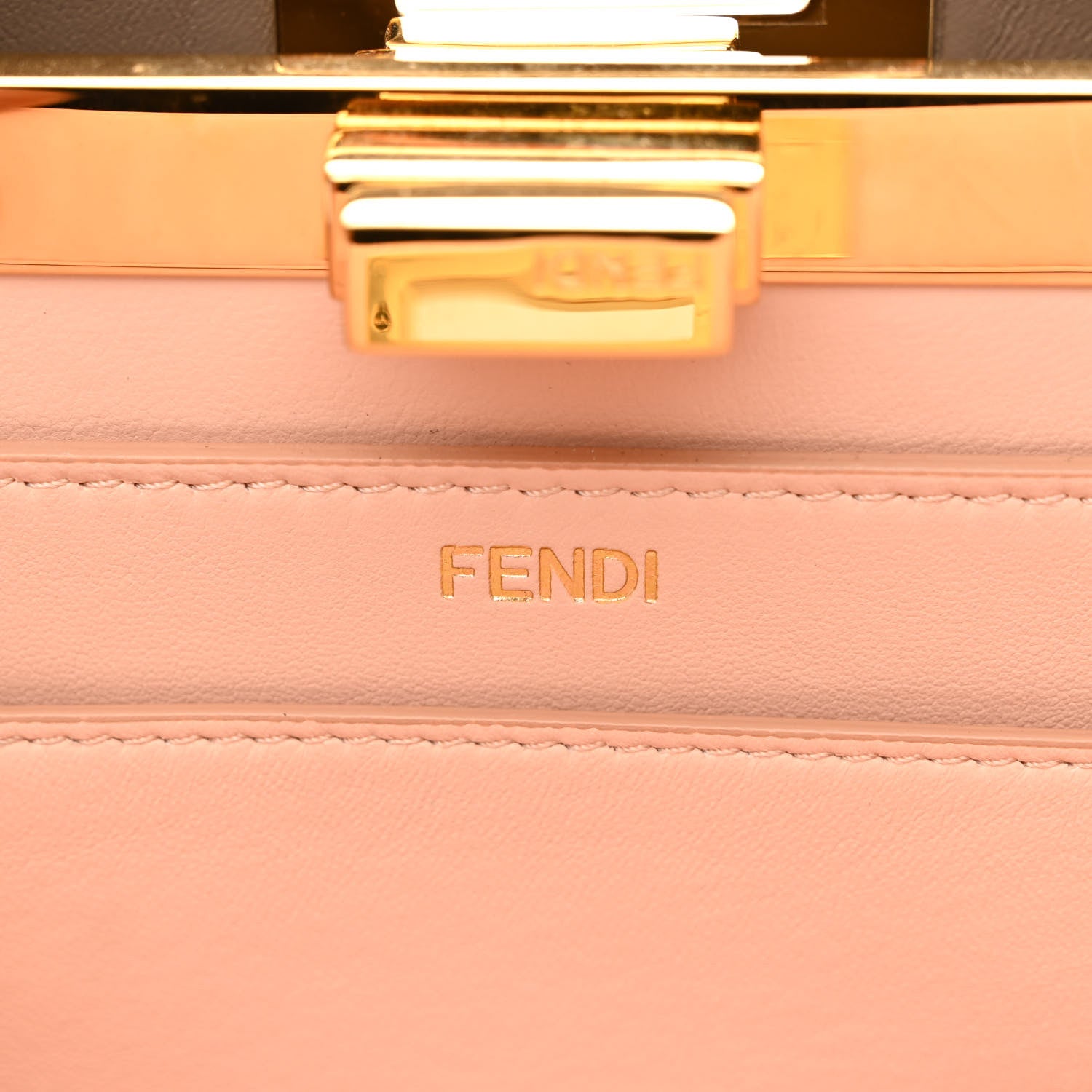 Fendi Vitello Seta Nappa Bi-Color Small Peekaboo I SEE U Satchel Black Light Rose Tortora 7 of 11