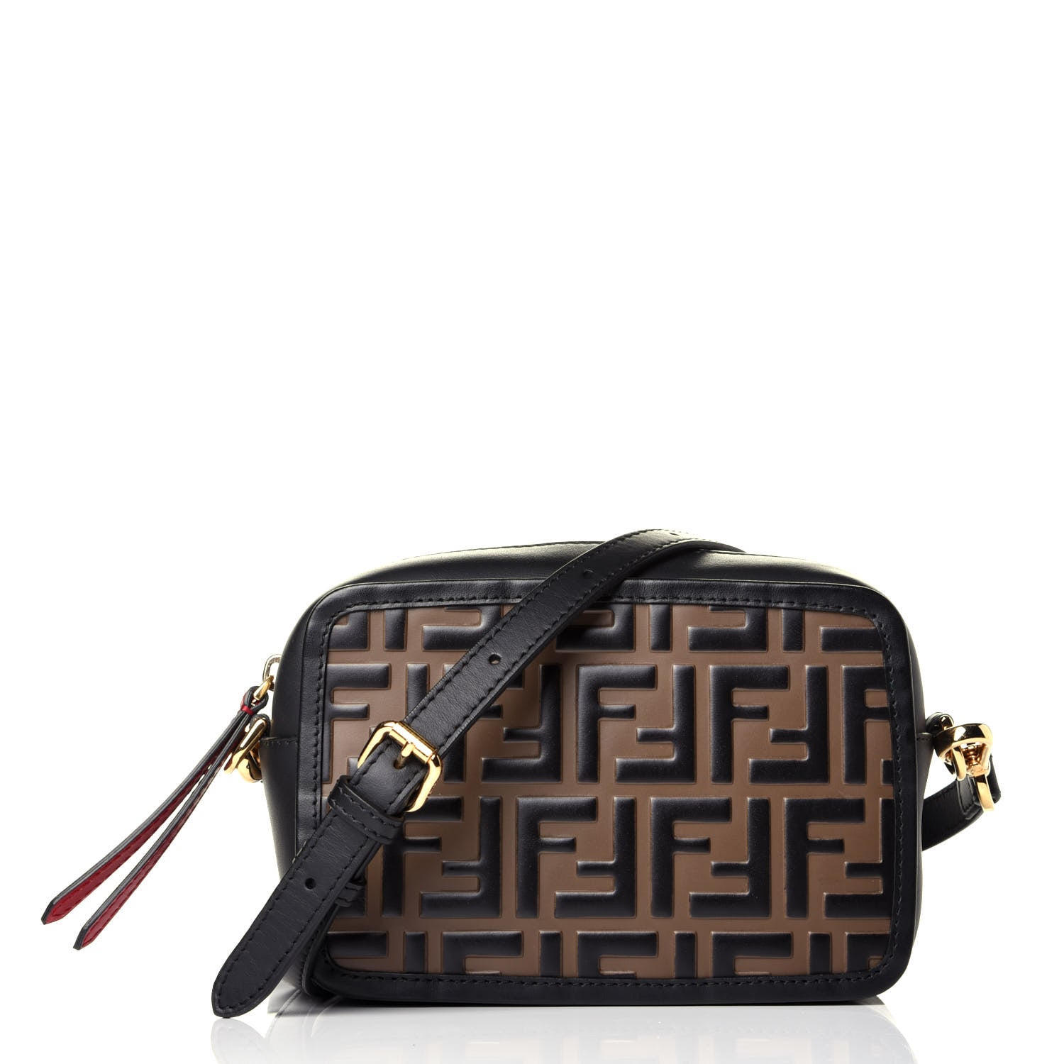 Fendi Vitello Century Bi-Color FF 1974 Embossed Mini Camera Case Maya Black 1 of 9