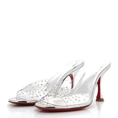 Christian Louboutin PVC Crystal Degramule Strass 85 Mules 37 Silver 3 of 7