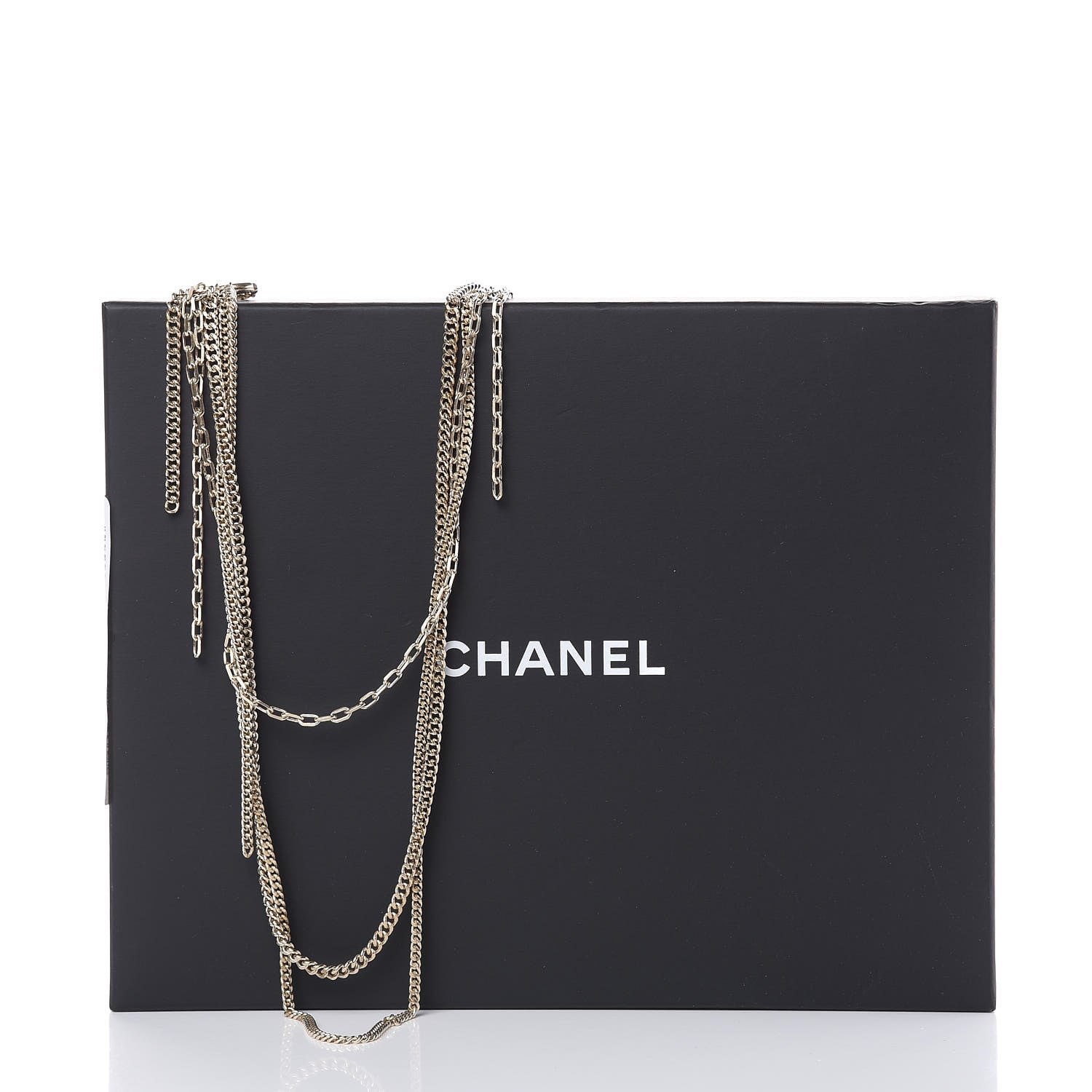 Chanel Baguette Gripoix Poured Glass CC Multi Strand Chain Necklace Light Gold 5 of 5
